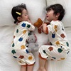 儿童空调服套装纯棉男女宝宝小孩薄款夏季睡衣呼吸棉卡通七分袖薄