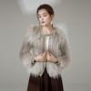 2023冬狐狸毛皮草(毛皮草)外套，女年轻款时尚，圆领短款显瘦貂皮编织上衣