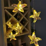 led七彩海星灯串创意浪漫氛围，装饰电池串灯圣诞