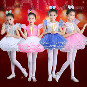 新l款女童演出服装，儿童舞蹈舞台表演公主，连衣蓬蓬裙现代舞爵士亮