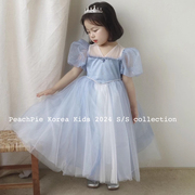  Peach pie 童装2024夏女孩儿童拼色冰雪蓝披风纱裙连衣裙232