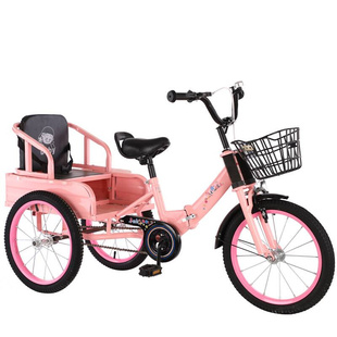 厂儿童三轮车脚踏车脚踏车带铁斗2-12岁折叠自行车充气轮胎宝宝童