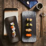 日式餐具寿司盘子陶瓷长方盘，摆盘商用创意，复古料理平盘点心盘家用