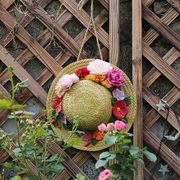 户外花园装饰庭院造景摆件创意，园艺装饰品仿真草帽鸟窝装饰挂件