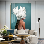 北欧轻奢人物装饰画现代简约抽象美女挂画客厅玄关壁画羽毛艺术画
