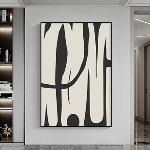 现代简约落地装饰画黑白抽象画巨幅客厅沙发背景墙，画走廊玄关挂画