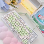 奶绿小熊猫键帽类moa高度，140键pbt材质热升华，工艺机械键盘键帽