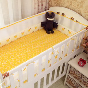 婴儿床床围夏季透气网眼3D防撞宝宝四季通用纯棉儿童床上用品套件