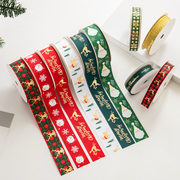 5m圣诞烫金织带圣诞礼物带缎带礼盒包装带圣诞节装饰品彩带