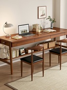 纯实木电脑桌台式书桌家用款卧室去客厅化简易办公双人阅读写字桌