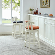 白色纯实木吧台椅子家用可旋转高脚凳吧台凳简约欧式酒吧椅高脚椅