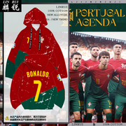 葡萄牙队服c罗b费足球衣满印连帽卫衣男女休闲运动加绒带帽子外套