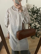 韩国清新少女波点雪纺，罩衫装饰背心裙后背系带开叉
