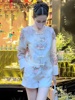 夏季新中式国风女装，轻熟风高端欧货洋气时尚，白色衬衫套装奢华气质