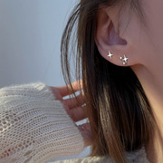 纯银星星耳钉女小众设计感不对称耳环，2022年潮轻奢级感耳饰