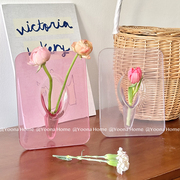 北欧ins民宿酒店创意，亚克力花瓶花器家居摆件画相框透明插花装饰