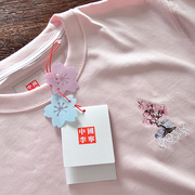 liming中国李宁短袖2022樱花限定夏季刺绣，t恤情侣纯棉半袖
