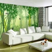 田园风景竹子壁画荷花，家用墙布5d电视背景墙纸，中式8d立体山水壁纸