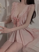 清纯少女法式仙气可爱粉色睡裙，纯欲宫廷风蕾丝吊带，公主风女夏甜美(夏甜美)