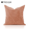 蒂芙家居现代简约粉色肌理条纹绒面拼接靠垫设计师抱枕样板房方枕