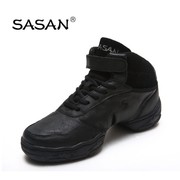 sasan莎洒专业黑色猪皮现代舞鞋男女款爵士舞蹈鞋健身鞋增高舞鞋