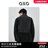 gxg男装黑灰分割设计宽松时尚，夹克外穿式，牛仔衬衫外套24春季