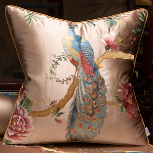中式刺绣抱枕客厅红木沙发，靠垫家用床头，长方形靠枕轻奢腰枕套定制