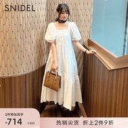 snidel春夏甜美减龄纯色方领露背泡泡，袖蛋糕公主连衣裙swfo221203