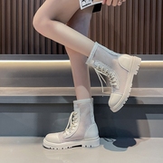 靴子马丁靴女夏天网纱镂空凉靴透气薄款2023夏季短靴子网靴