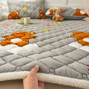 牛奶绒床盖冬季加厚夹棉床垫，2023床单防滑垫水晶珊瑚绒铺床毯