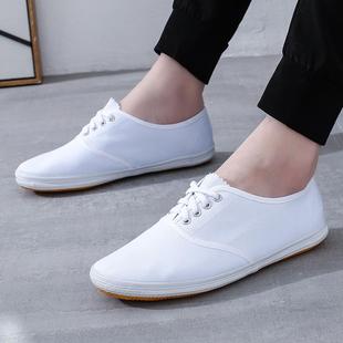 白色帆布鞋学生白色体操鞋手绘小白，鞋表演白鞋男士白网鞋白球鞋(白球鞋)