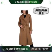 TAHARI 女式长款双面羊毛混纺裹身大衣，驼色，XL 号 - 驼色 美