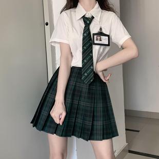 春日部巫师之境墨绿色格裙jk制服正统女百褶优等学院风校供感