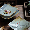 日式方盘家用陶瓷四方盘商用餐具盘子创意餐厅沙拉盘个性菜盘餐盘