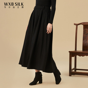 羊毛韦小宝冬半身裙，黑色羊毛裙子百褶裙，垂感长裙2741143158