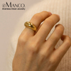 eManco钛钢戒指不掉色指环简约时尚个性欧美不锈钢镀金色女士手饰