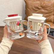 水杯玻璃杯带盖家用耐高温办公室茶水分离泡茶壶杯子大容量凉水壶