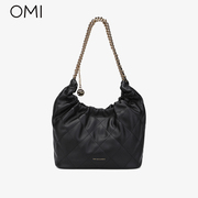 欧米omi女包2024冬季纯色，简约单肩斜挎包，链条休闲手提小方包