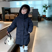 女童加厚羽绒服2023冬装韩版儿童90白鸭绒宝宝中长款连帽外套