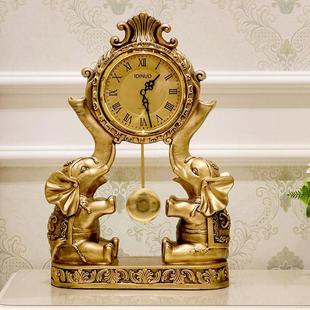 定制摆钟桌面摆台式大象座钟钟表摆件欧式家用客厅个性创意石英钟