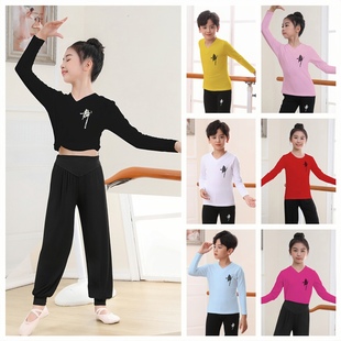 儿童舞蹈练功服男女童中国舞，拉丁舞裤子小孩，舞蹈上衣长袖秋季套装