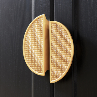 中式圆形黄铜衣柜拉手现代简约高档柜门橱柜抽屉，金色复古半圆把手