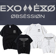 EXO六6辑OBSESSION周边应援打歌服同款t恤男女圆领短袖宽松纯棉潮