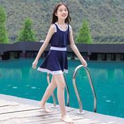 儿童泳衣女童连体裙式韩版保守中大童游泳衣少女学生初中生泳装女