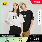 cat卡特24春男女同款，经典logo全棉情侣，美式复古情侣短袖t恤