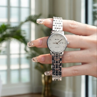 时尚经典女士手表简约超薄百搭气质精致防水双日历钢带女款表