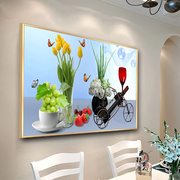 现代简约创意餐厅装饰画轻奢风挂画水果酒杯客厅饭厅餐桌墙面壁画