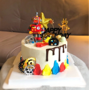 烘焙生日蛋糕装饰摆件机器人软陶玩偶机械齿轮主题男孩生日插牌