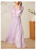 2023秋季气质紫色长袖连衣裙小众设计修身显瘦温柔风时尚长裙