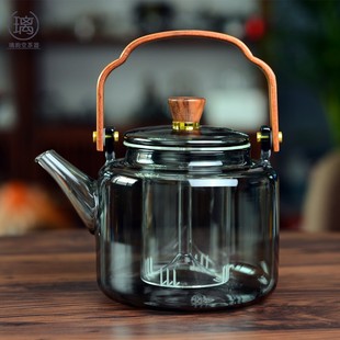围炉煮茶壶透黑提梁壶，玻璃烧水泡茶壶，电陶炉煮茶器炭火炉蒸煮一体